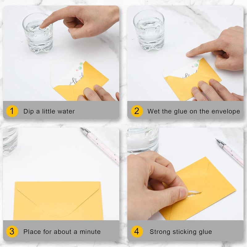 Keketer 100 Pack 4 x 2.75'' Mini Envelopes Metallic Gold 120GSM Gift Card Envelopes Bulk Small Paper Gift Card Sleeves Greeting Card Business Card Tiny Envelope Pockets for Card & Invitation - Image 3
